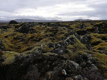 Scenic view of rock formations against sky