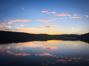 Scenic view of calm lake at sunset