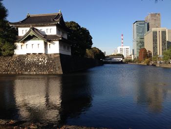 Reflection of buildings in water