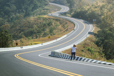 High angle view of car on road