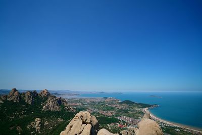 Scenic view of sea against clear sky