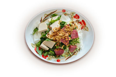 Directly above shot of food served in bowl
