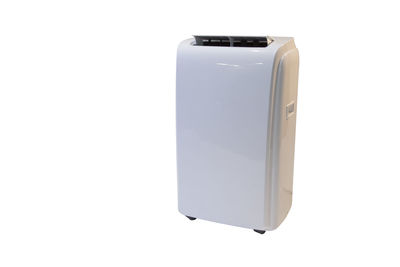 Close-up of portable air conditioner against white background
