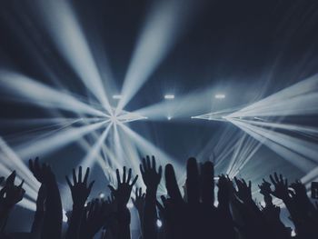 Crowd at music concert at night