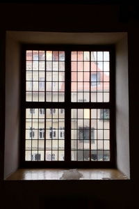 Building seen through glass window