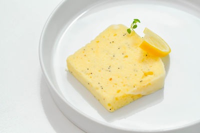 High angle view of fresh breakfast in plate