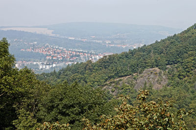 High angle view of cityscape against sky