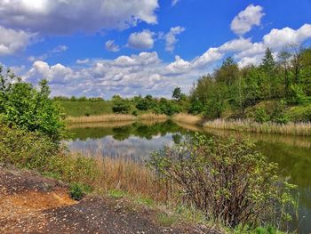 Scenic view of lake against sky