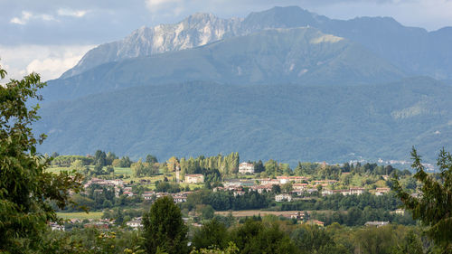 Scenic view of mountains against sky