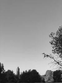 Low angle view of woman against clear sky