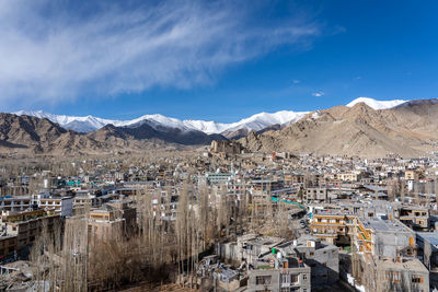 High angle view of townscape against sky