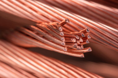 Copper wire cable close-up, raw material energy industry