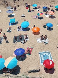 High angle view of people on beach