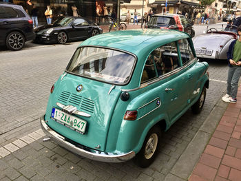 Cars parked on city street