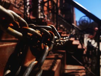 Close-up of chain against blurred background