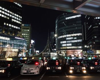 View of city street at night