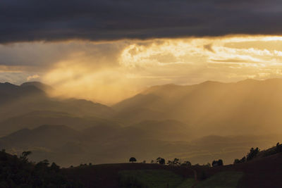 Scenic view of landscape against sky during sunset