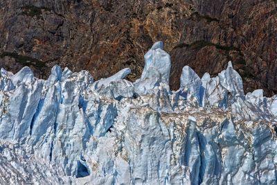 Close-up of snow on rock