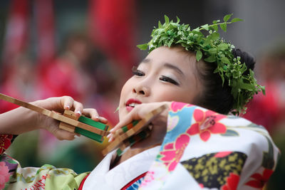 Close-up portrait of japanese performer