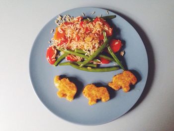 High angle view of food in plate