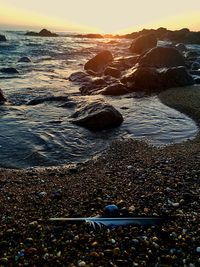 Scenic view of sea during sunset