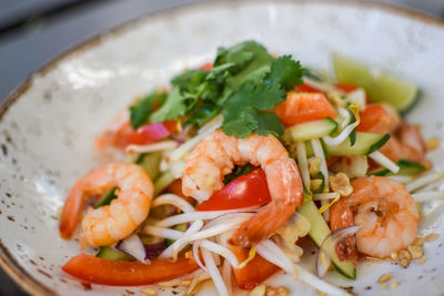 Close-up of salad served in plate