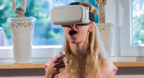 Woman wearing 3d glasses