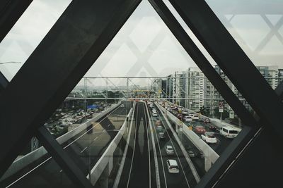 Cars on highway in city