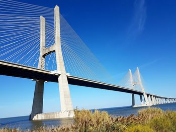 Low angle view of suspension bridge