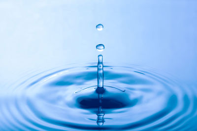 Close-up of drop falling in water