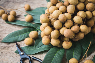 High angle view of fruits on table