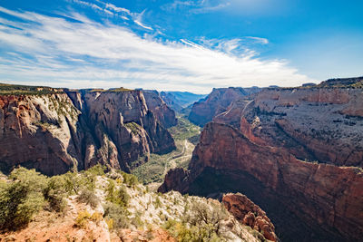 Panoramic view of rocky mountains against sky