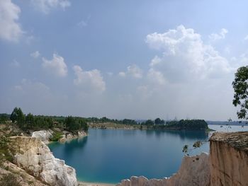 Scenic view of lake against sky