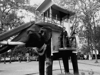 View of elephant in front of building
