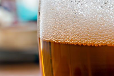 Close-up of beer glass