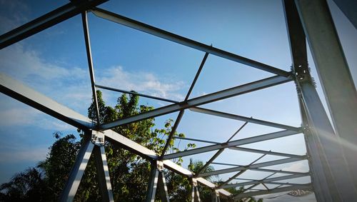 Low angle view of metallic structure against sky