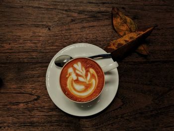 Directly above shot of coffee on table