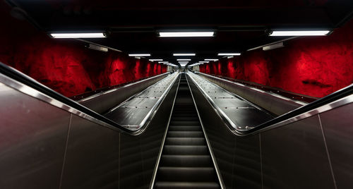 High angle view of escalator