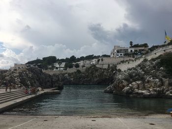 Scenic view of sea against cloudy sky