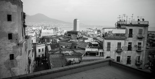 Landscape of the city of naples in front of vesuvius and the bay of naples