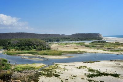 Scenic view of beach against sky