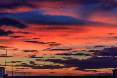 Low angle view of dramatic sky during sunset