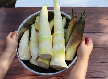 Cropped image of hand holding food