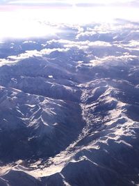 Aerial view of snowcapped mountains against sky