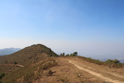 Scenic view of landscape against clear blue sky