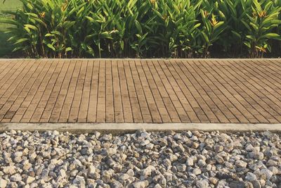 Close-up of stones on railroad track