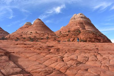 Rock formations in desert against sky