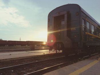 Railroad track at sunset