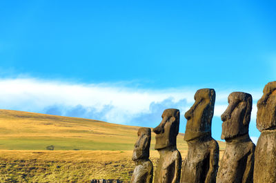 Ahu tongariki statues against sky