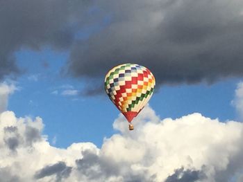 Low angle view of hot air balloon against sky